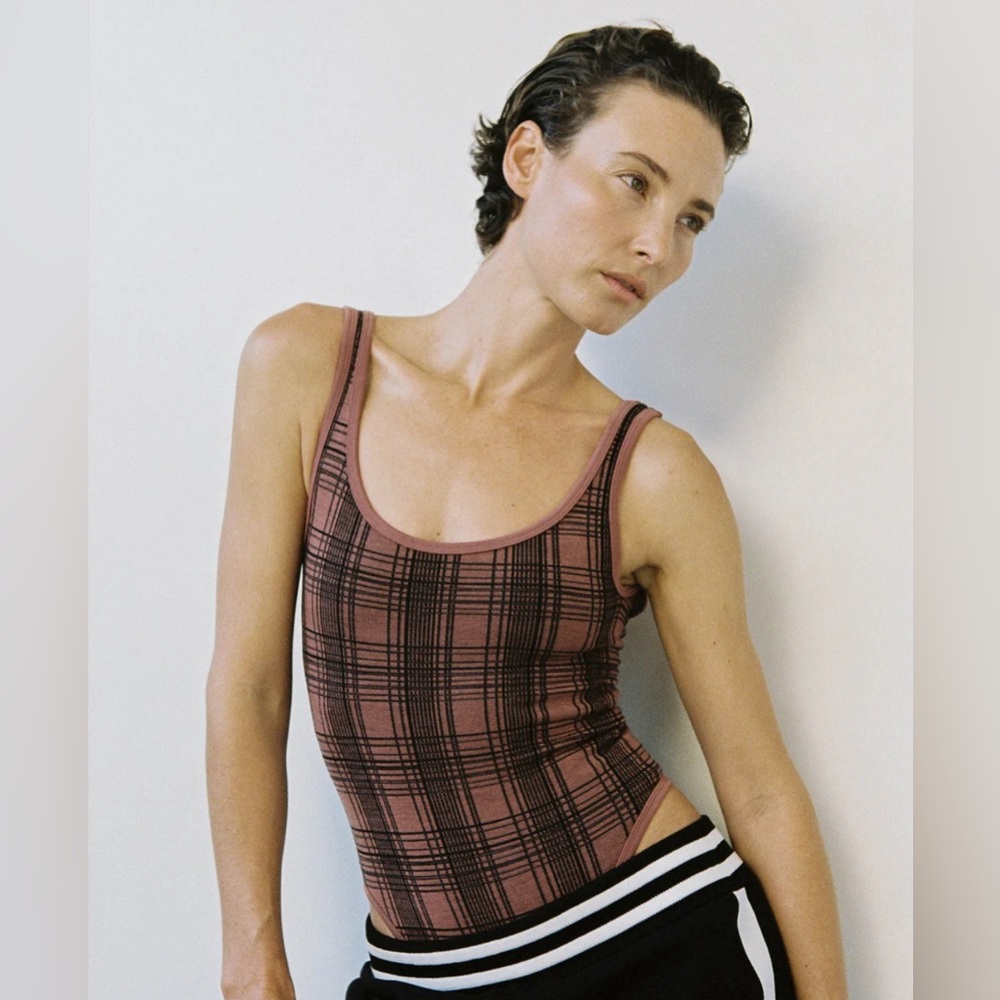 Nagnata check-back bodysuit blush black XS-S $195 - price firm
